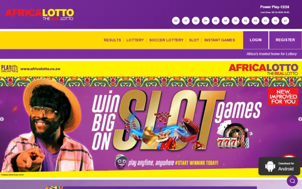 Africa Lotto website home page